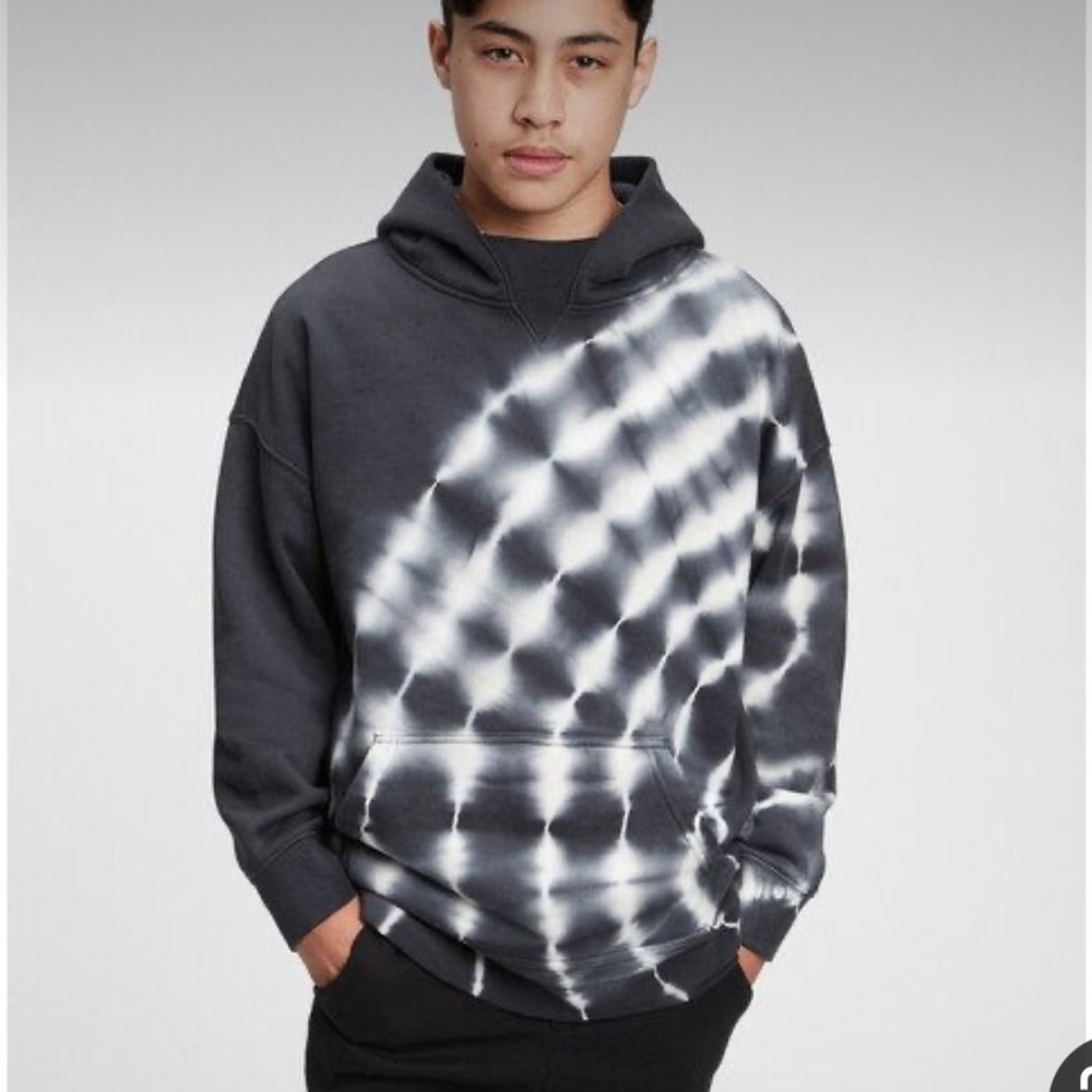 GAP NAVY TIE-DYE ULTRA SOFT FLEECE KNIT NACY & WHITE HOODIE TEEN SIZE 18-20